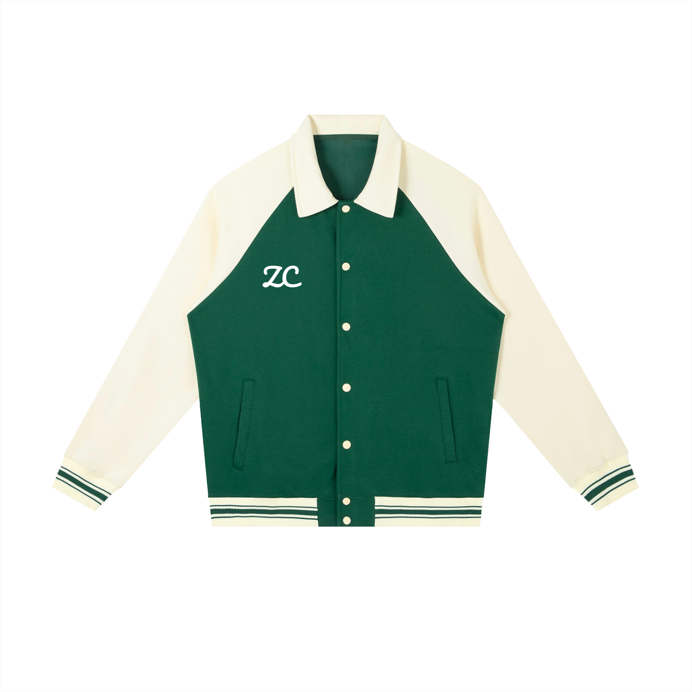 Contrast Raglan Sleeve Baseball Jacket