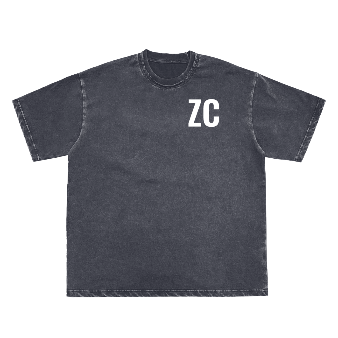 Snow Washed Raw-Edge Neckline T-Shirt