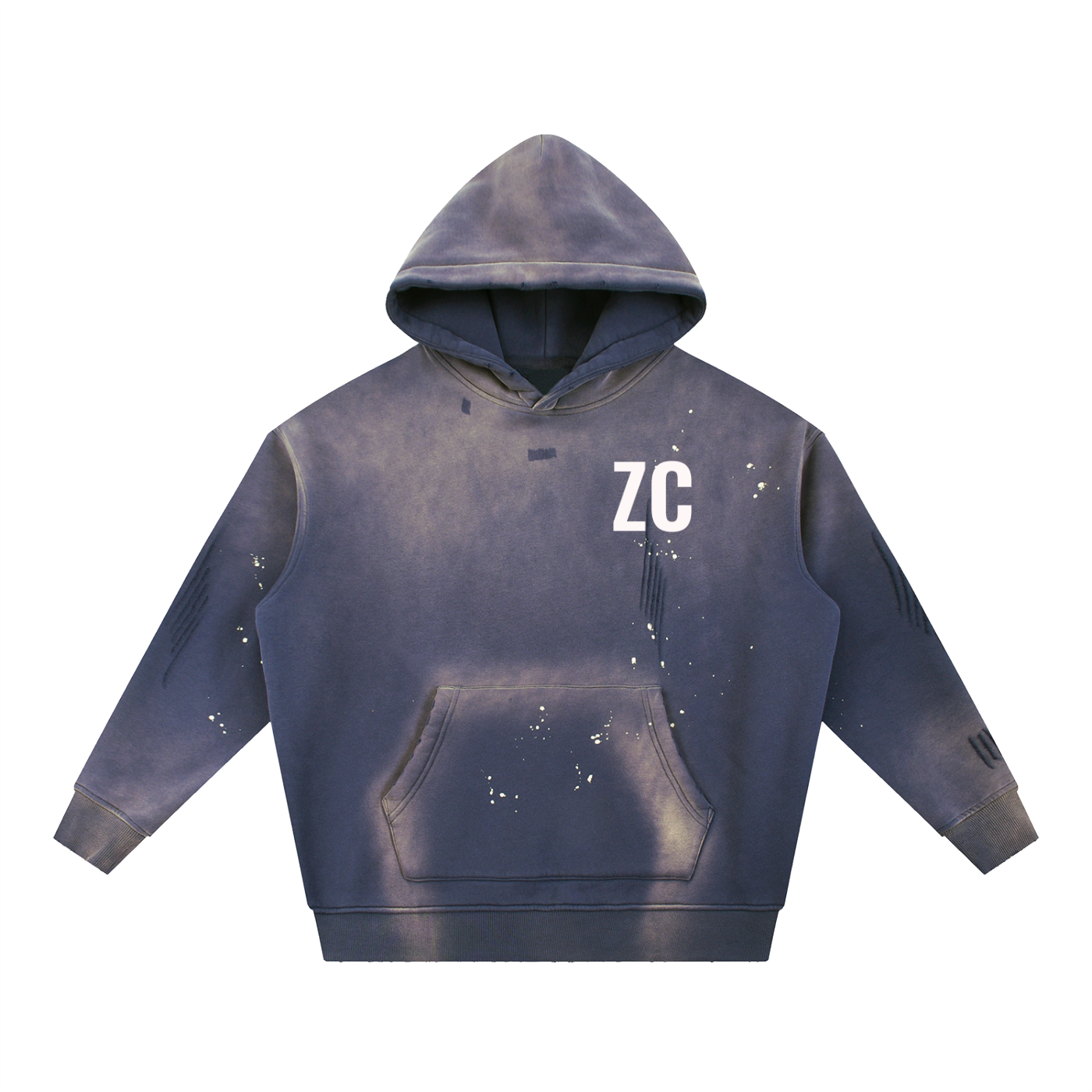 Vintage Washed Frayed Fleece Hoodie