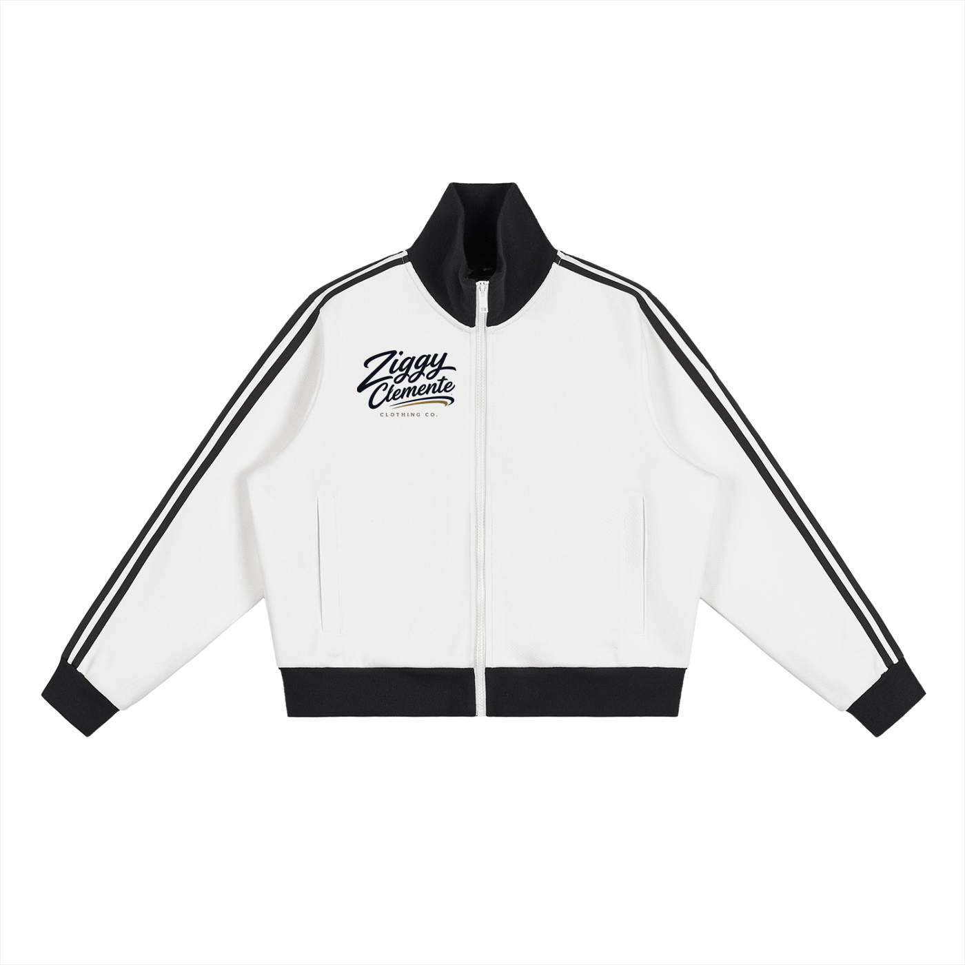 Contrast Side Stripe Fleece Cropped Track Jacket