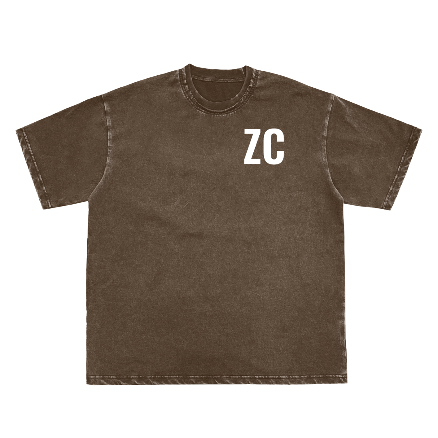 Snow Washed Raw-Edge Neckline T-Shirt