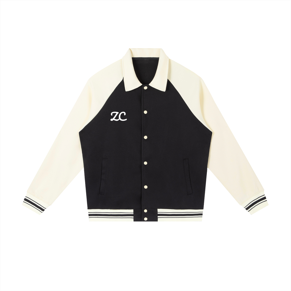 Contrast Raglan Sleeve Baseball Jacket