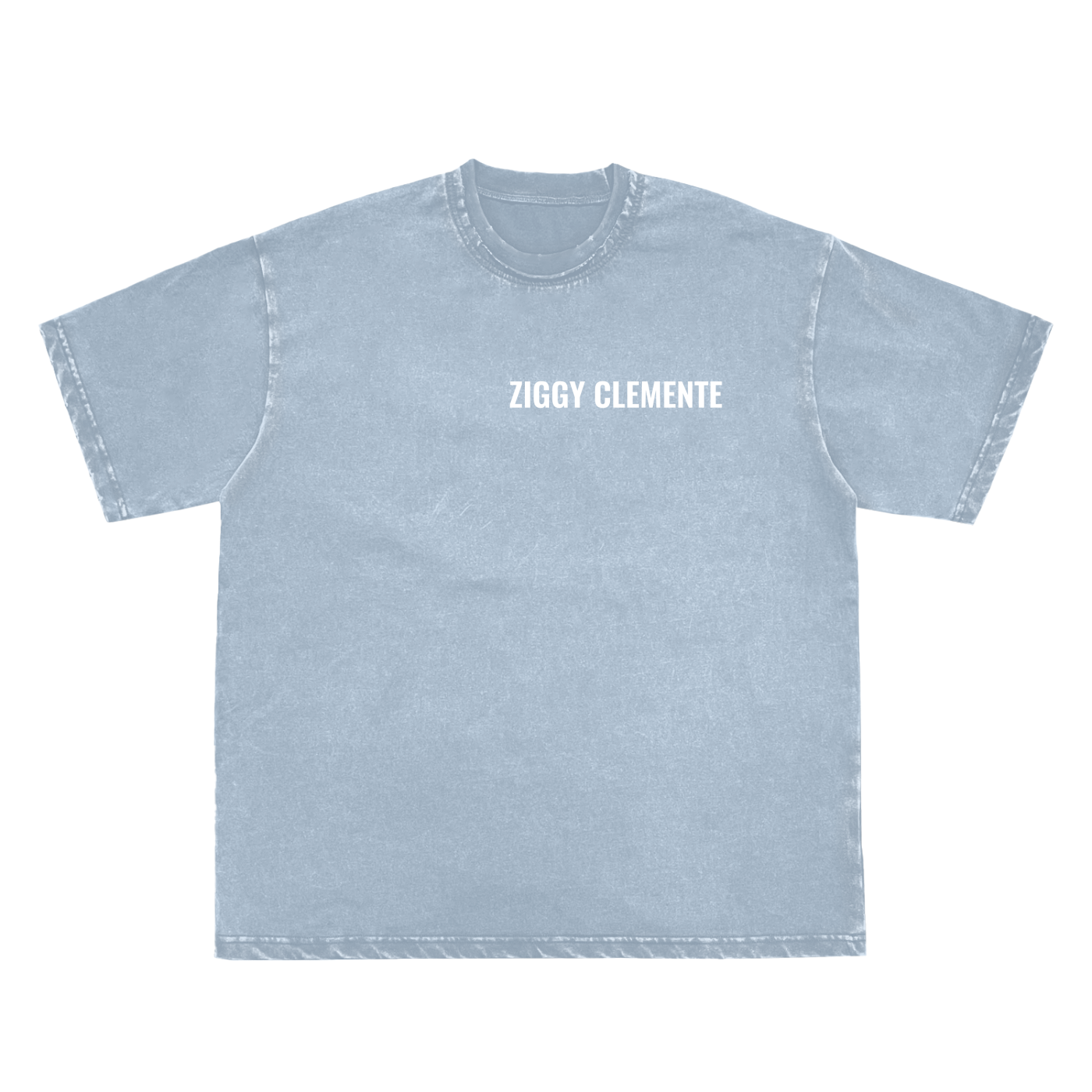 Snow Washed Raw-Edge Neckline T-Shirt