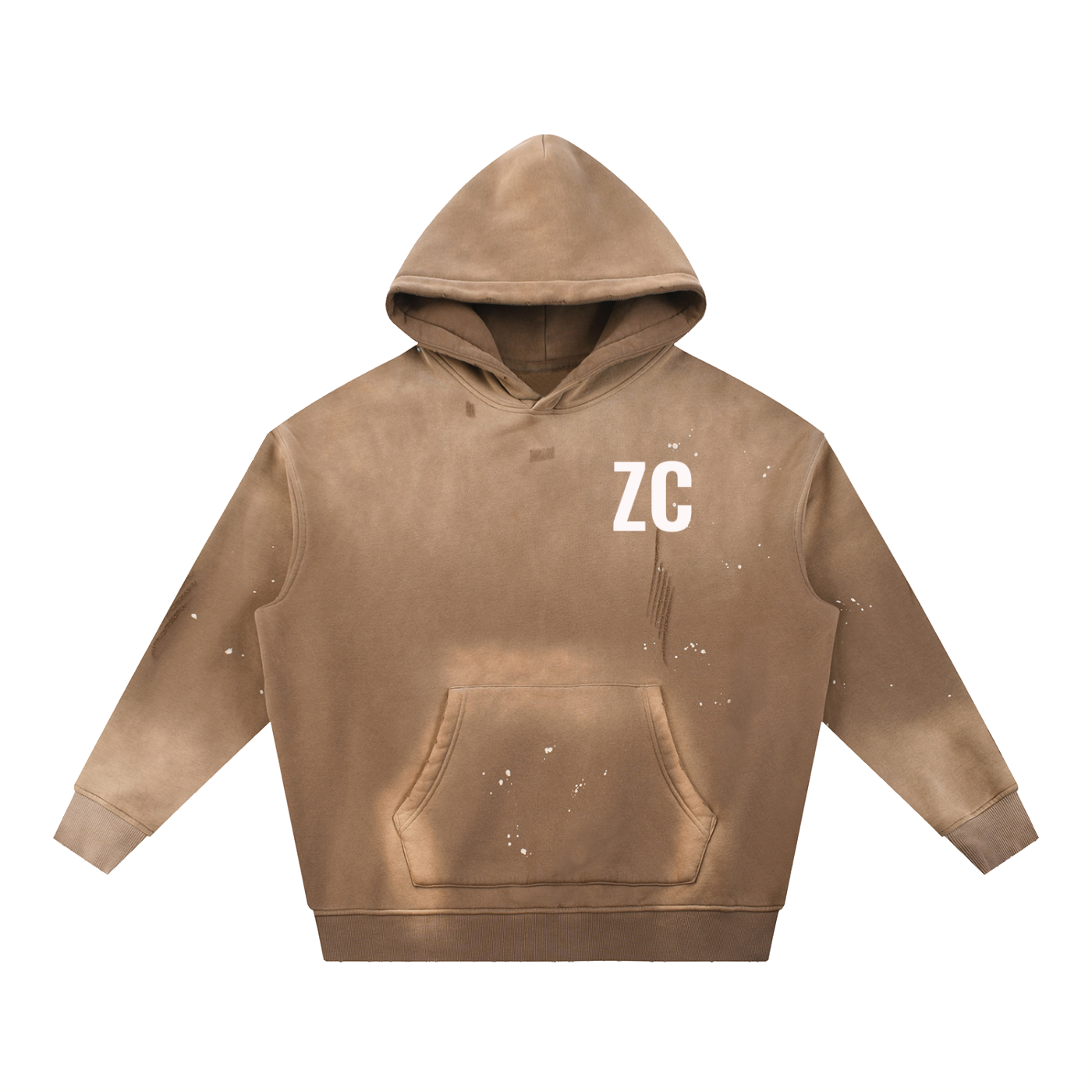 Vintage Washed Frayed Fleece Hoodie