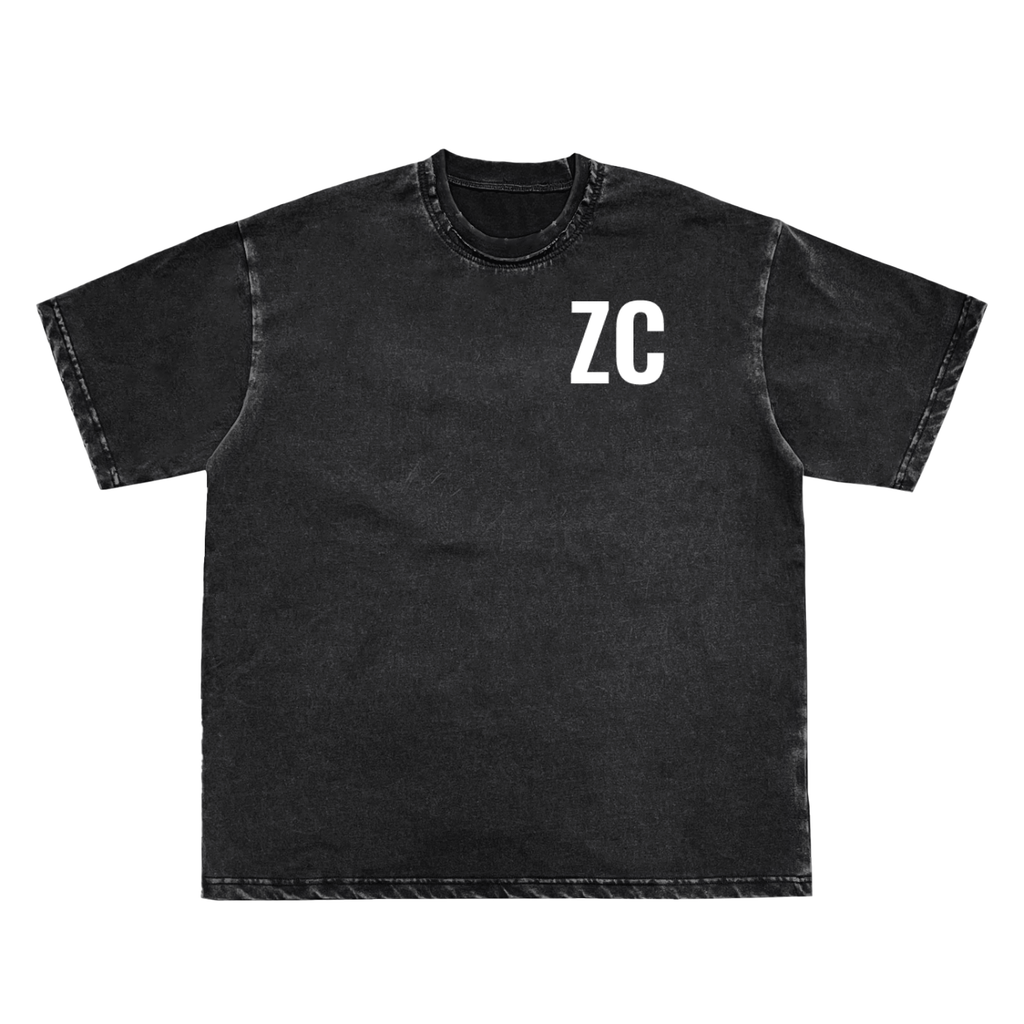 Snow Washed Raw-Edge Neckline T-Shirt