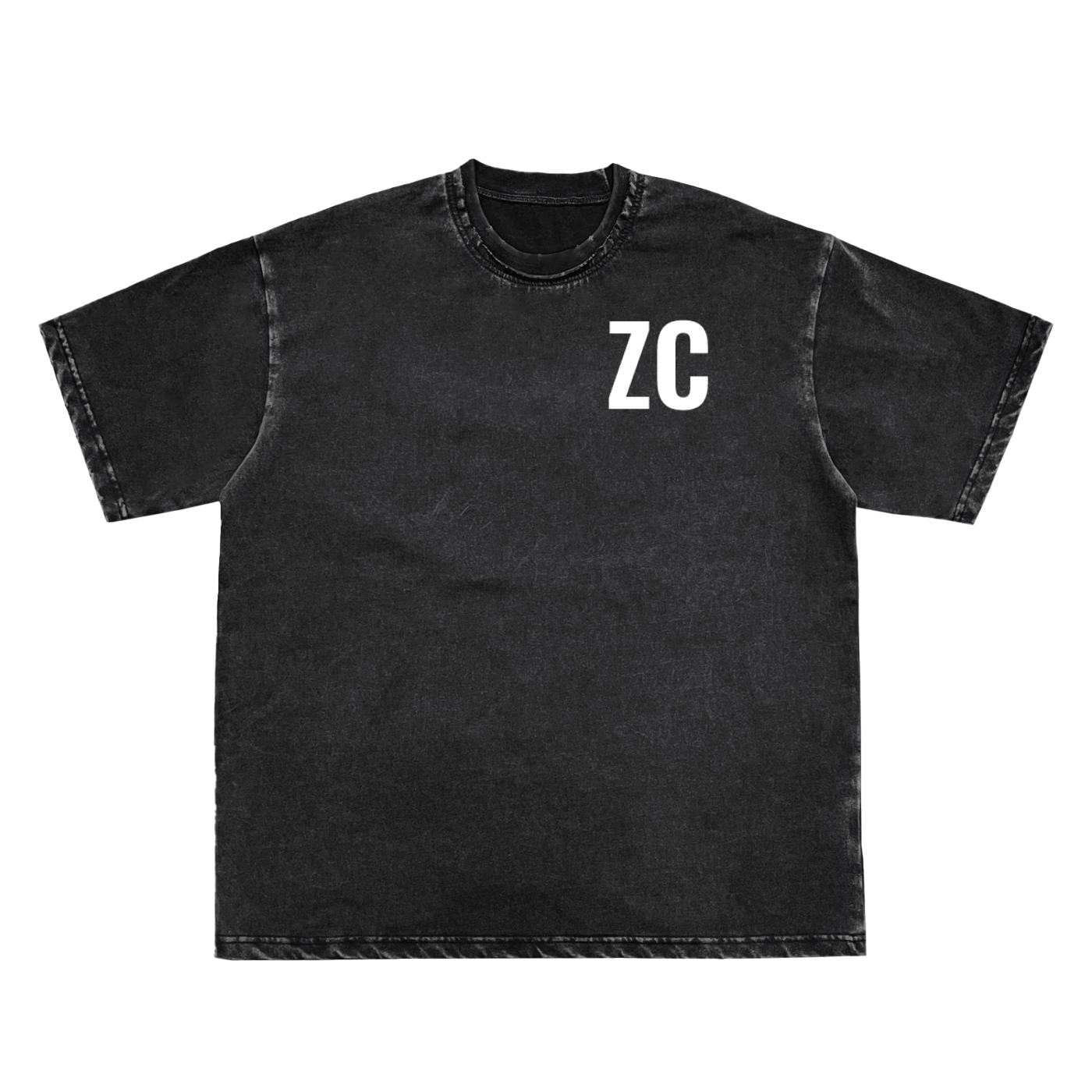 Snow Washed Raw-Edge Neckline T-Shirt