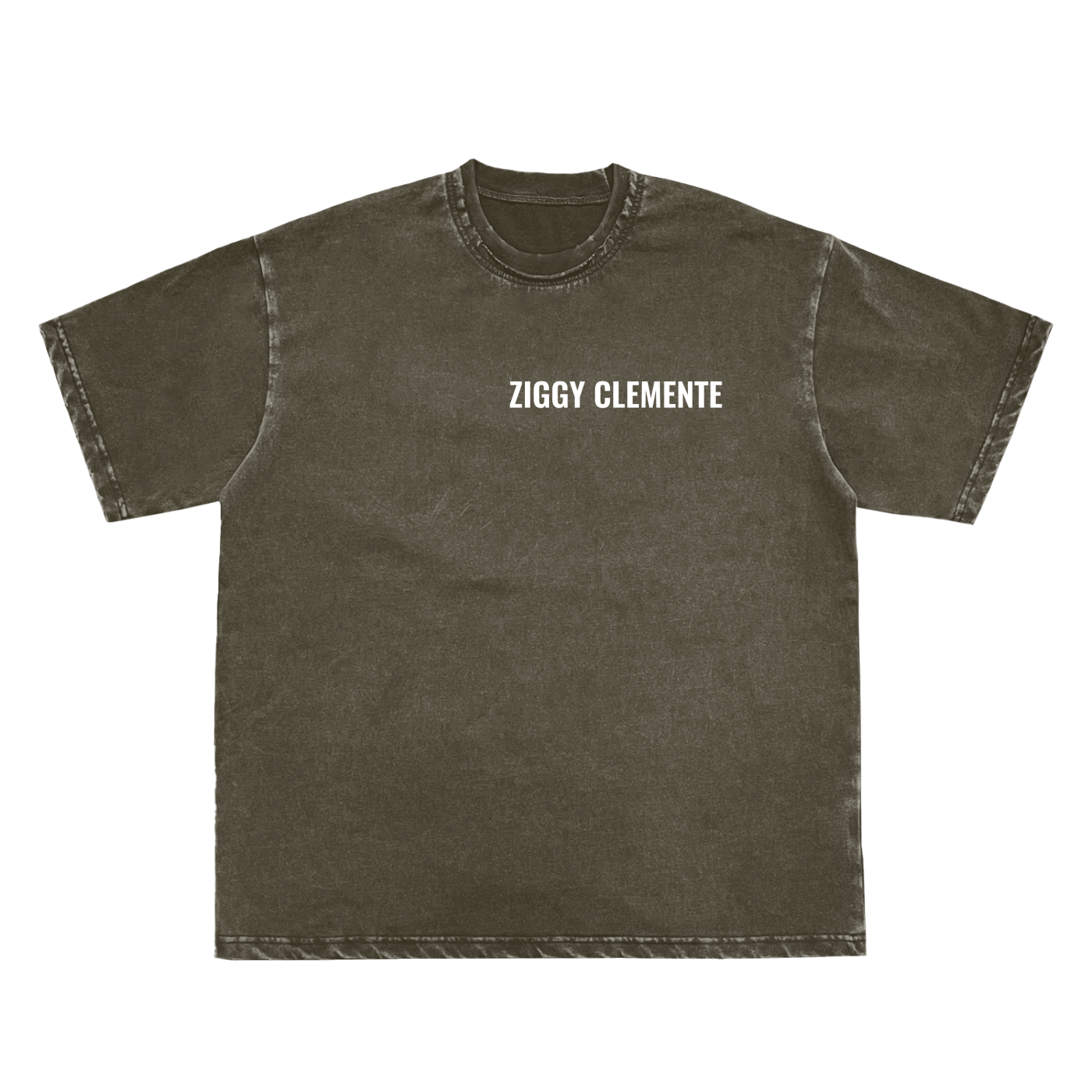 Snow Washed Raw-Edge Neckline T-Shirt