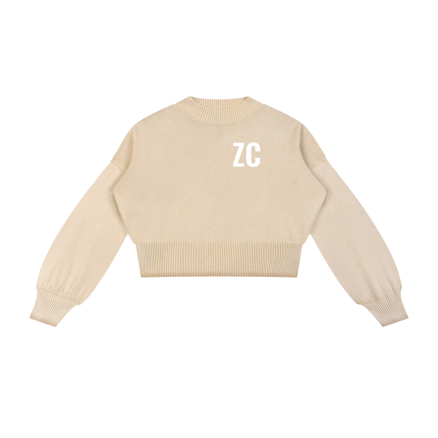 Mineral Wash Balloon Sleeve Cropped Sweater