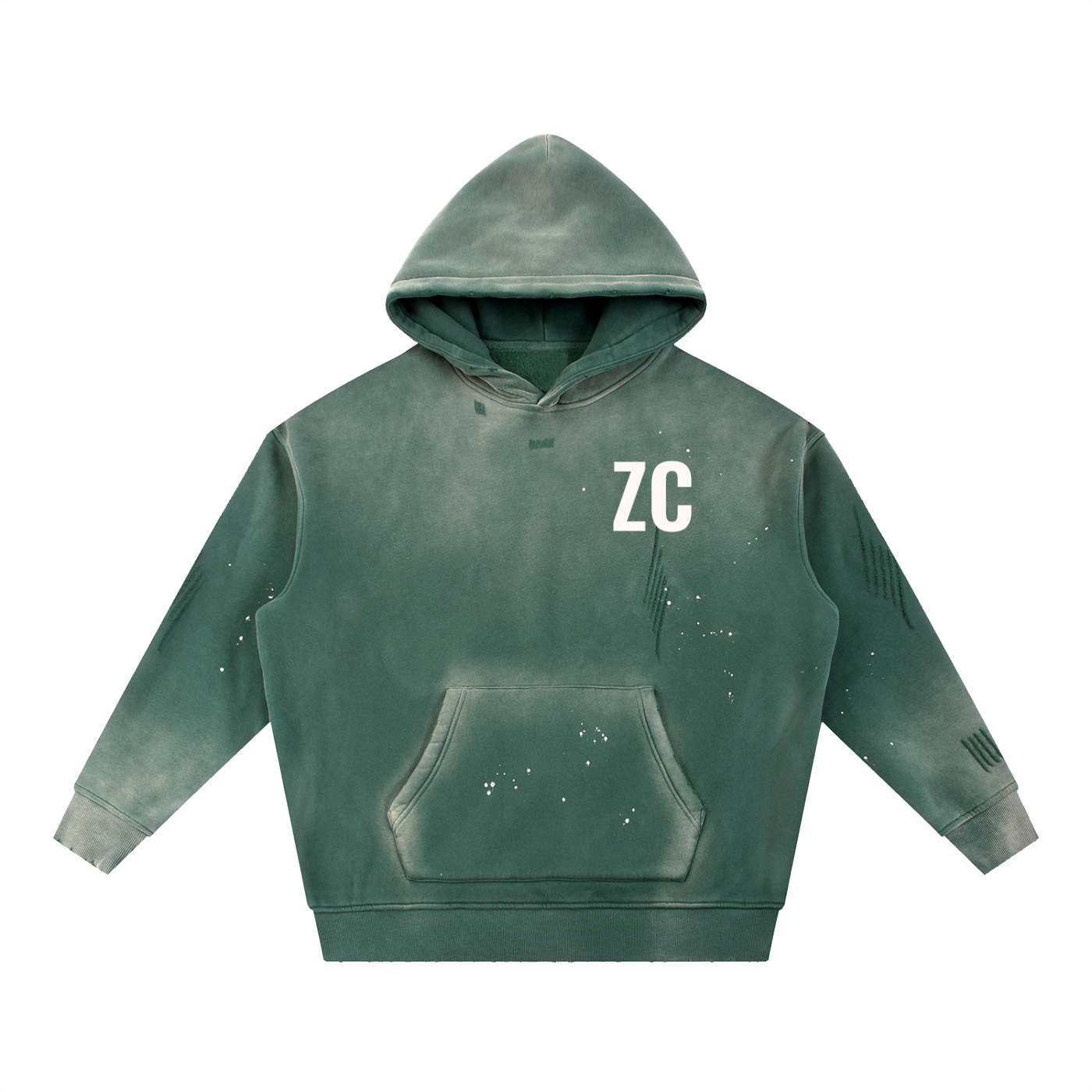 Vintage Washed Frayed Fleece Hoodie