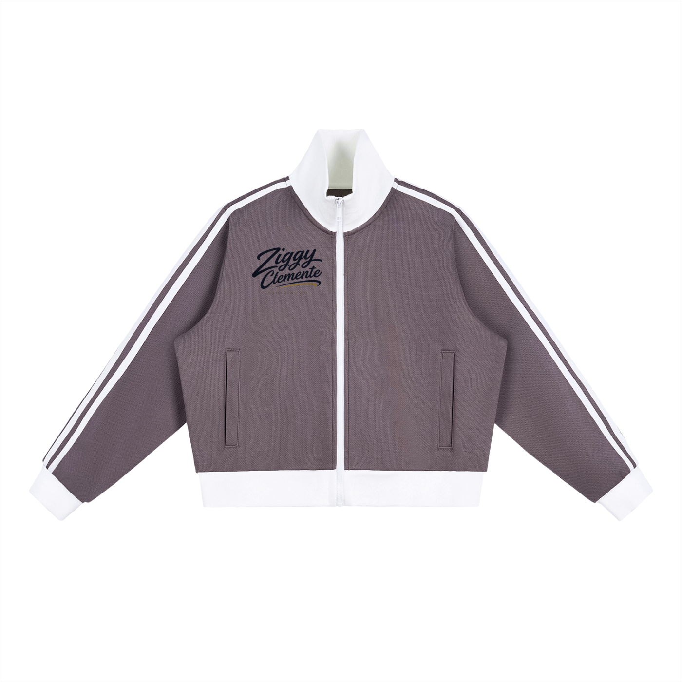 Contrast Side Stripe Fleece Cropped Track Jacket