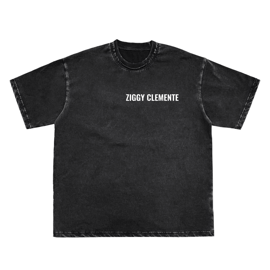 Snow Washed Raw-Edge Neckline T-Shirt