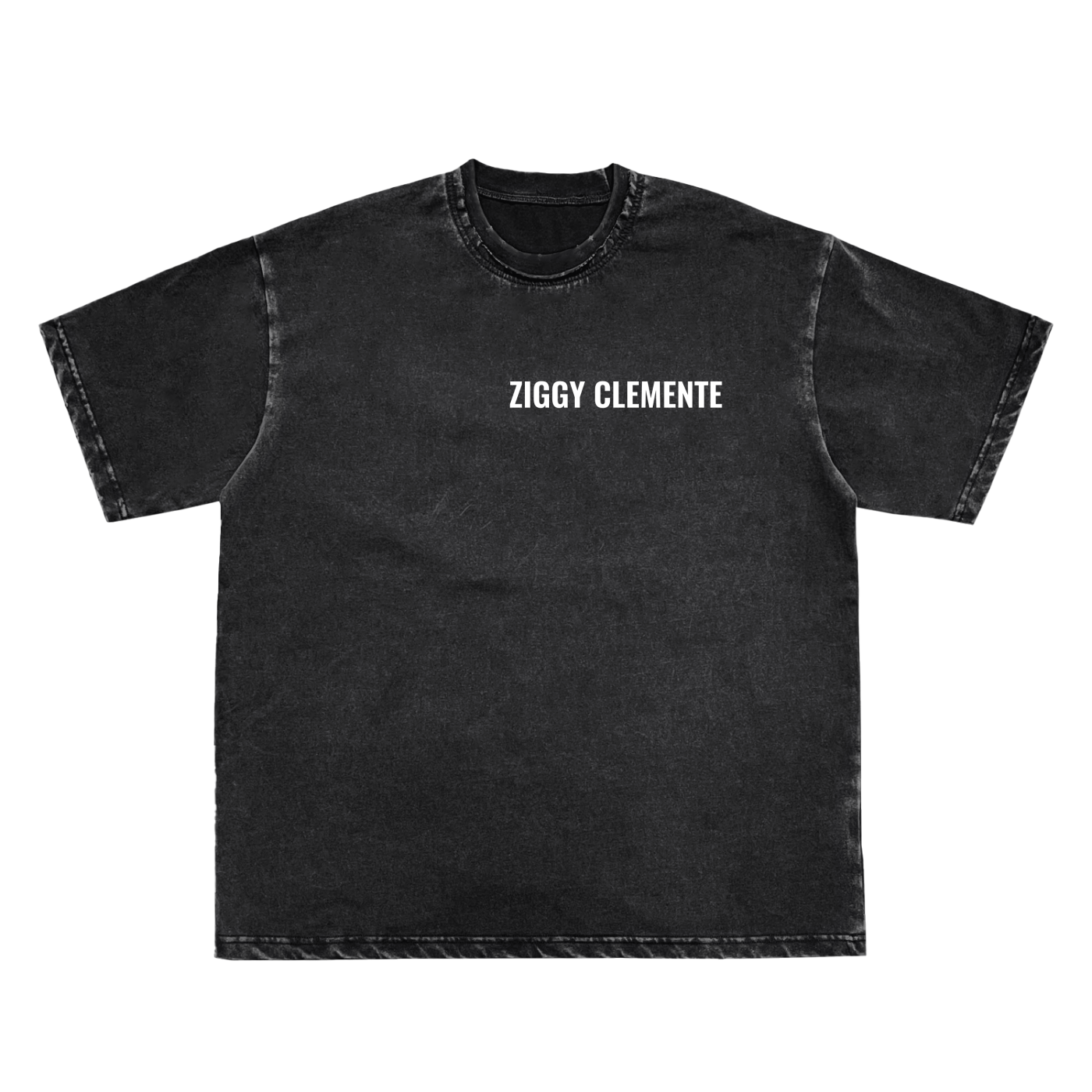 Snow Washed Raw-Edge Neckline T-Shirt