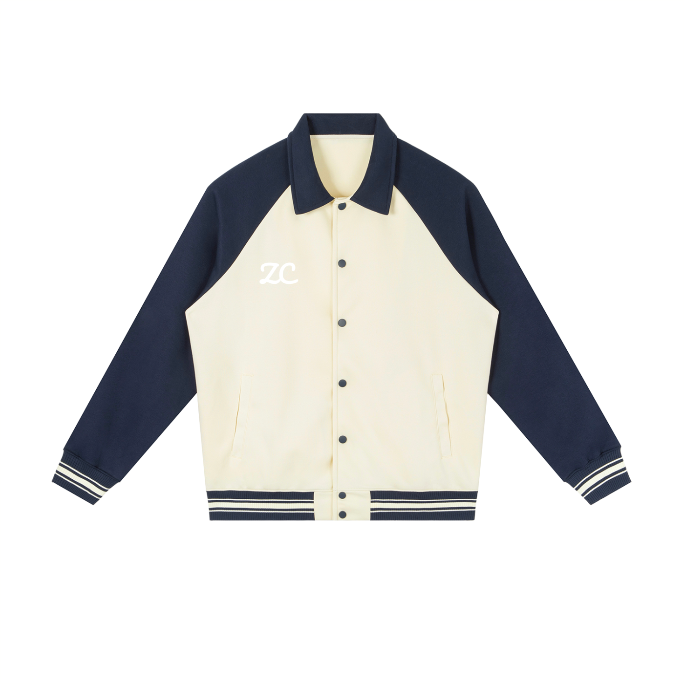 Contrast Raglan Sleeve Baseball Jacket
