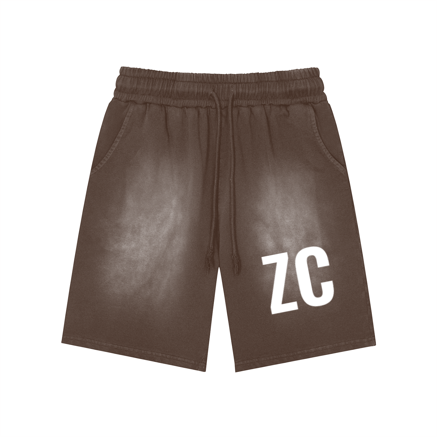 Rectangle Patch Monkey Washed Shorts