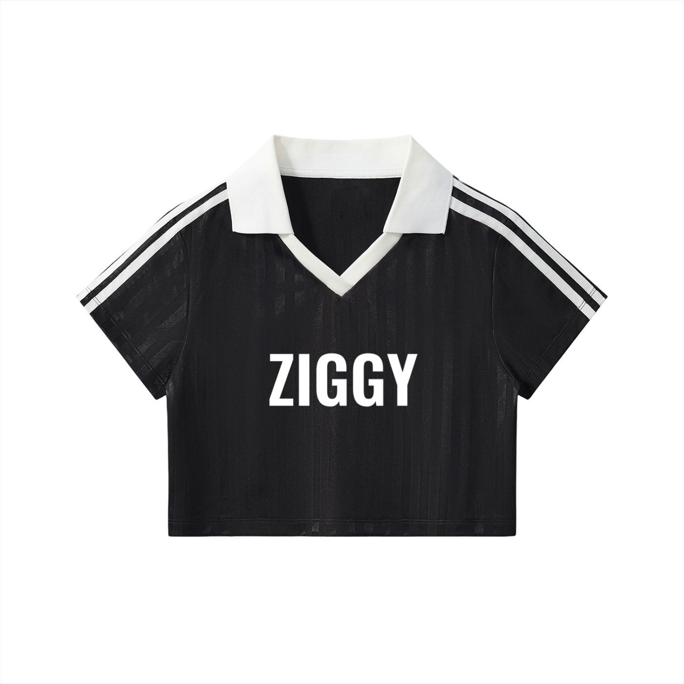 Contrast Collar Striped Cropped Jersey