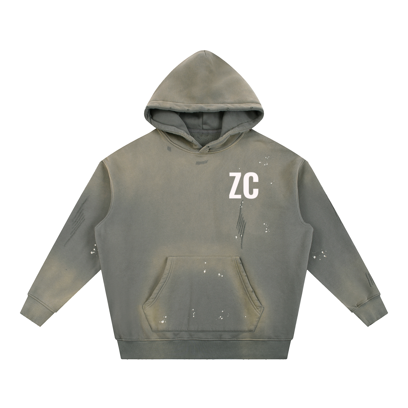 Vintage Washed Frayed Fleece Hoodie