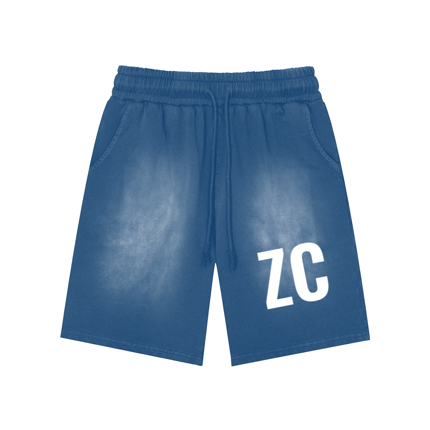 Rectangle Patch Monkey Washed Shorts