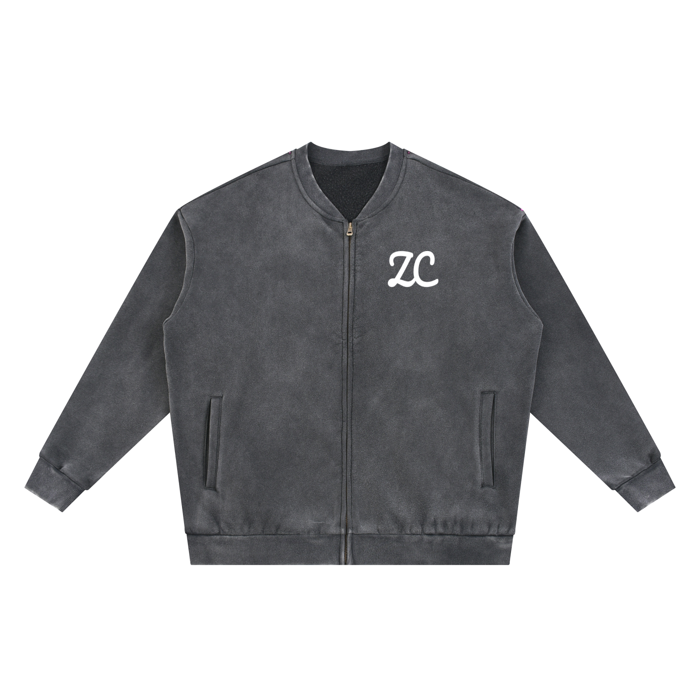 Vintage Washed Fleece Baseball Jacket