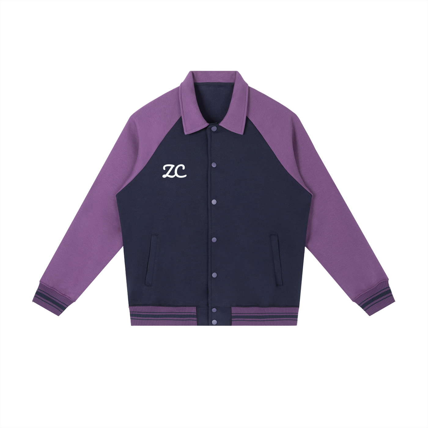 Contrast Raglan Sleeve Baseball Jacket