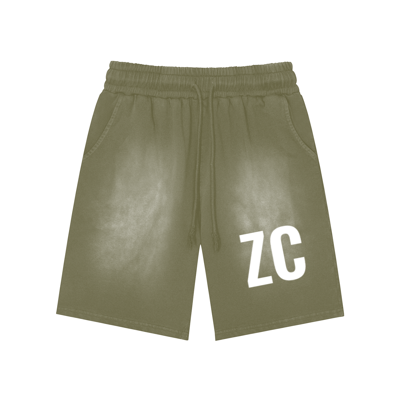 Rectangle Patch Monkey Washed Shorts