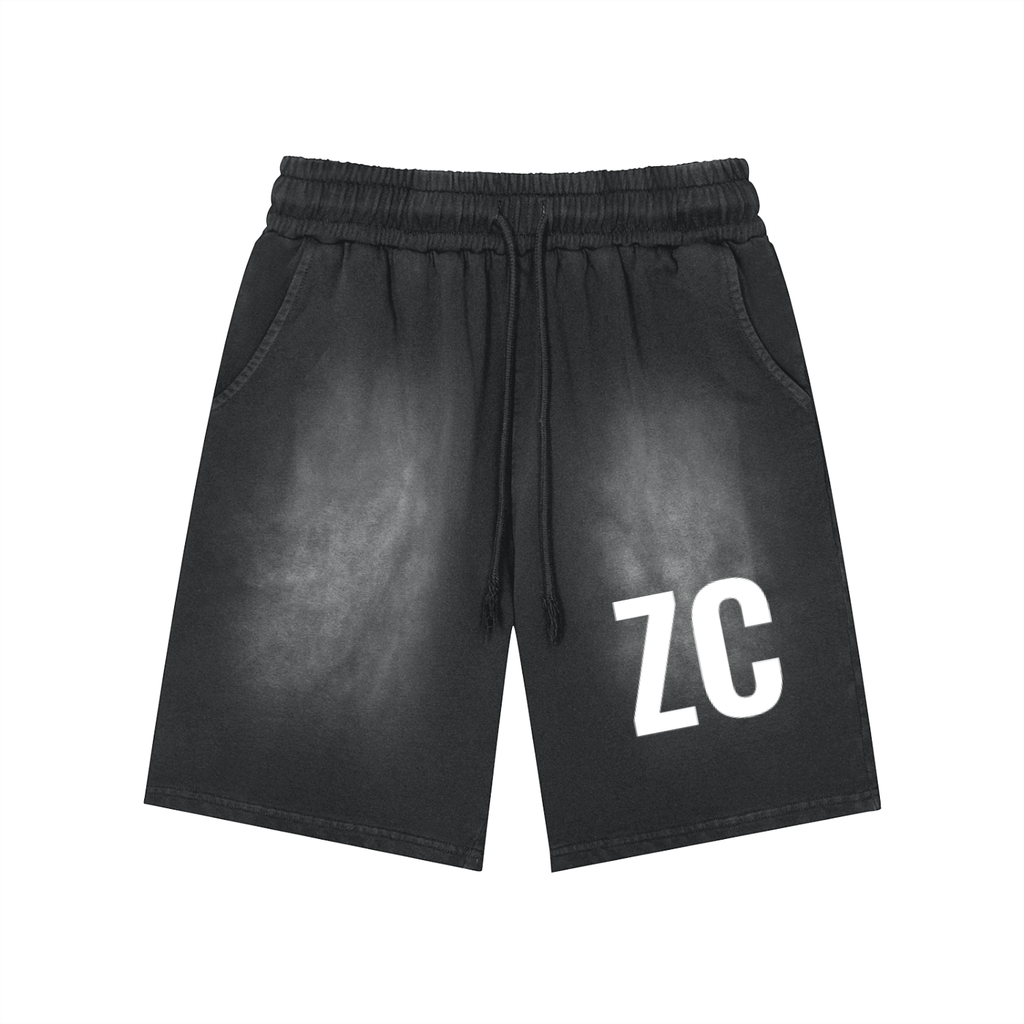 Rectangle Patch Monkey Washed Shorts