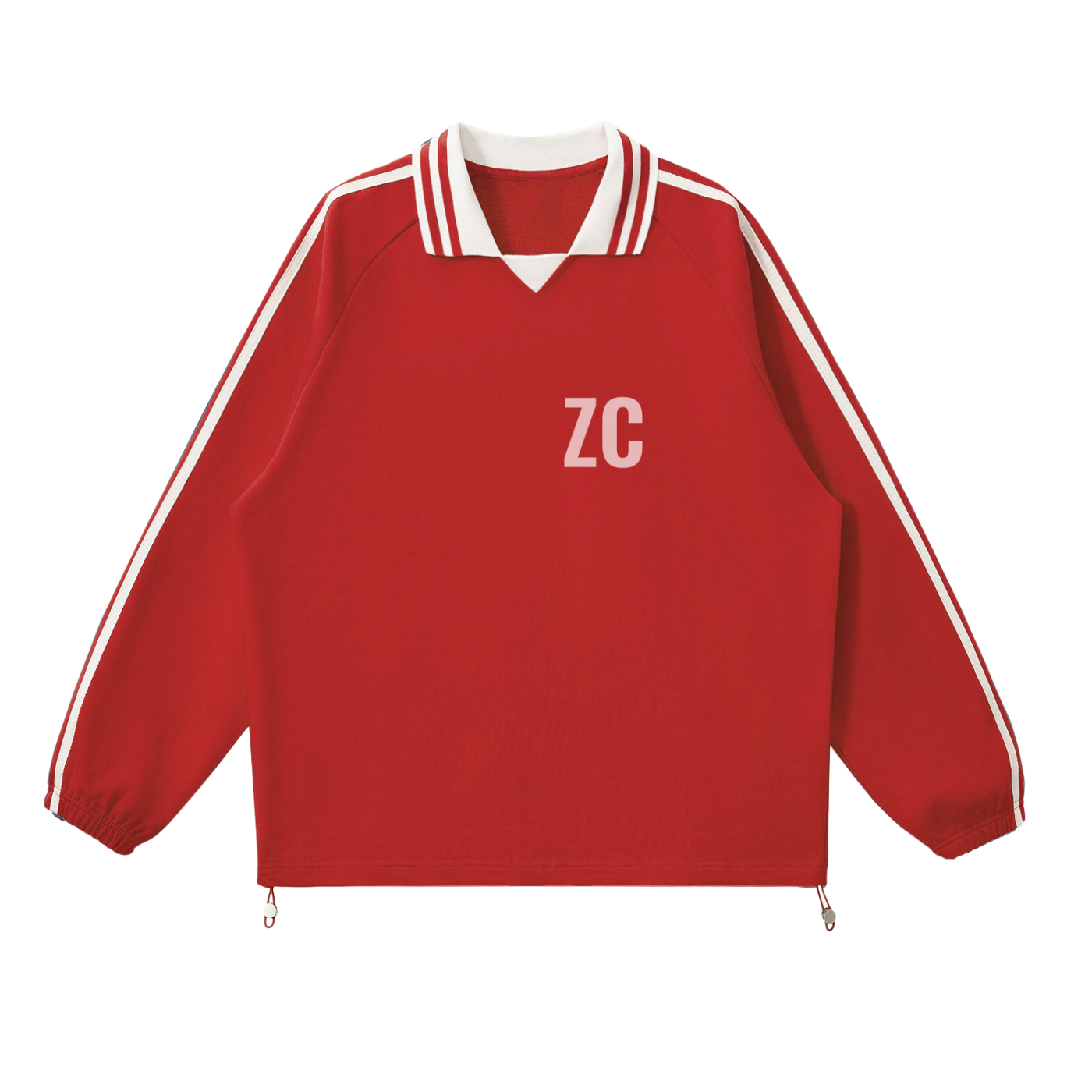 Contrast Striped Lapel Collar Sweatshirt