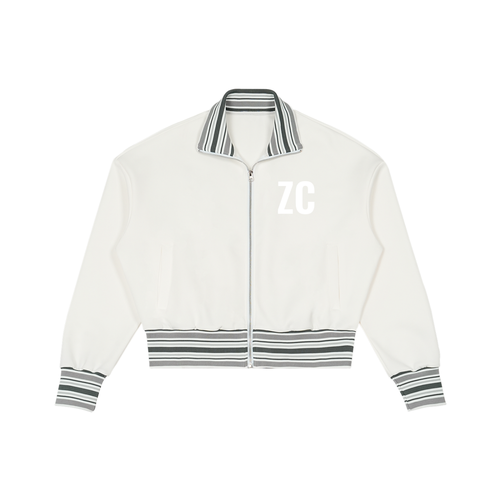 Striped Rib Collar Zip Jacket