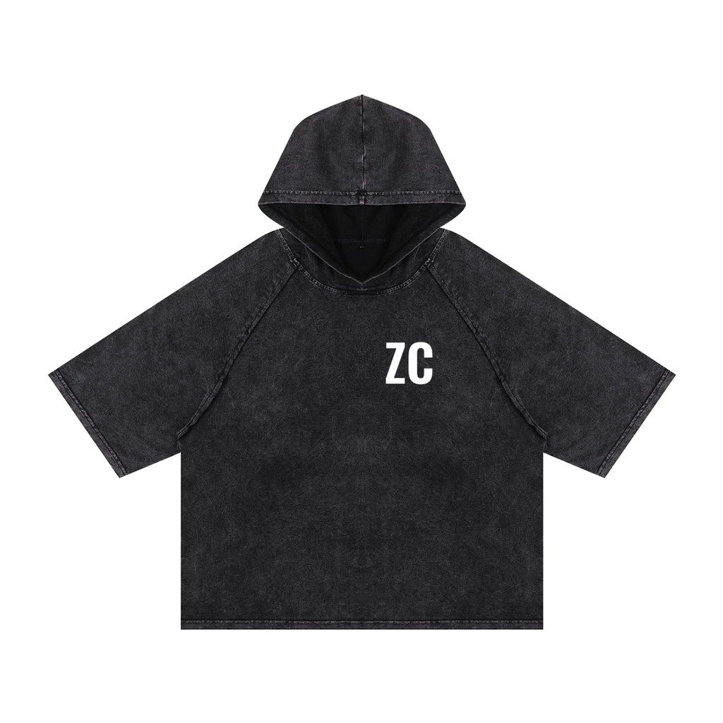 Snow Washed Hooded Boxy T-Shirt