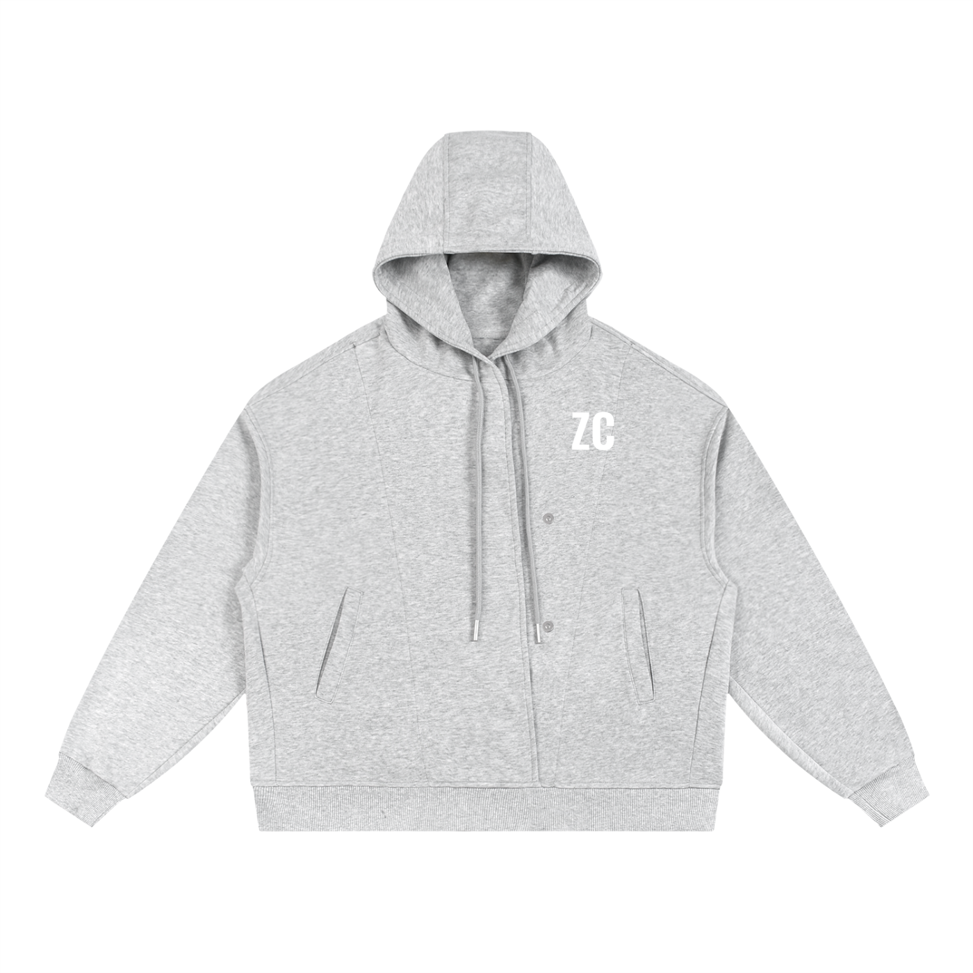 Boxy Button Placket Hoodie