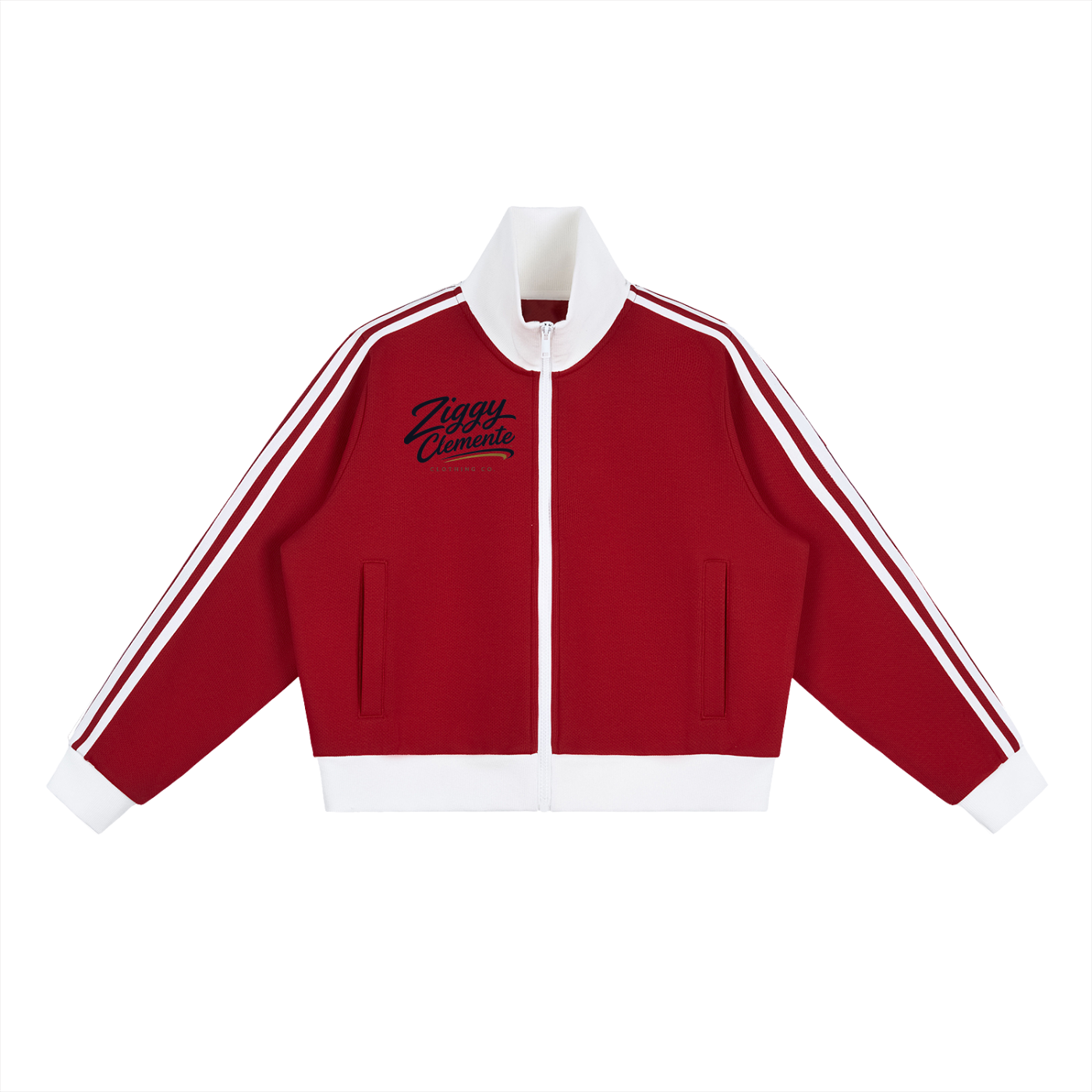 Contrast Side Stripe Fleece Cropped Track Jacket