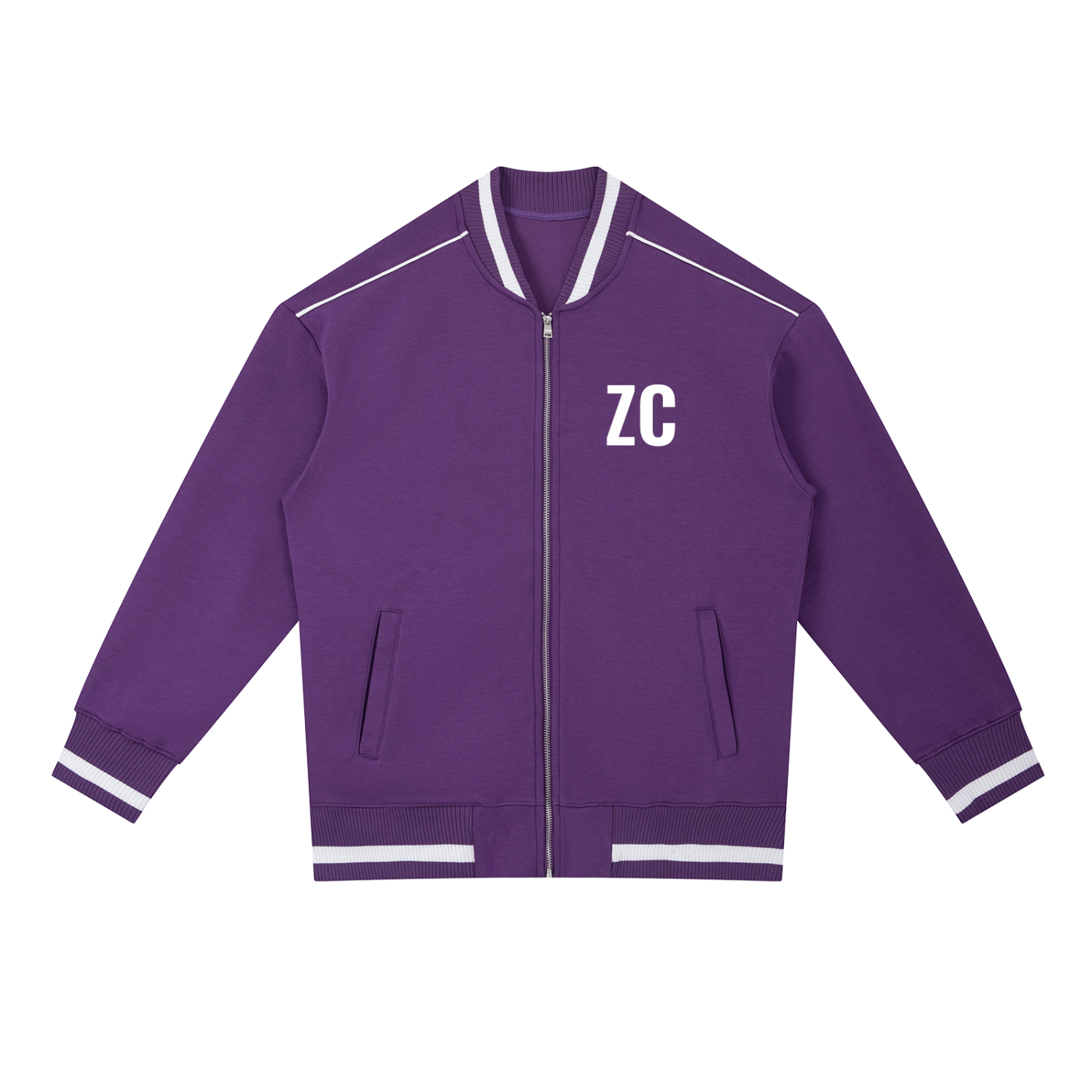 Contrast Piping Zip Bomber Jacket