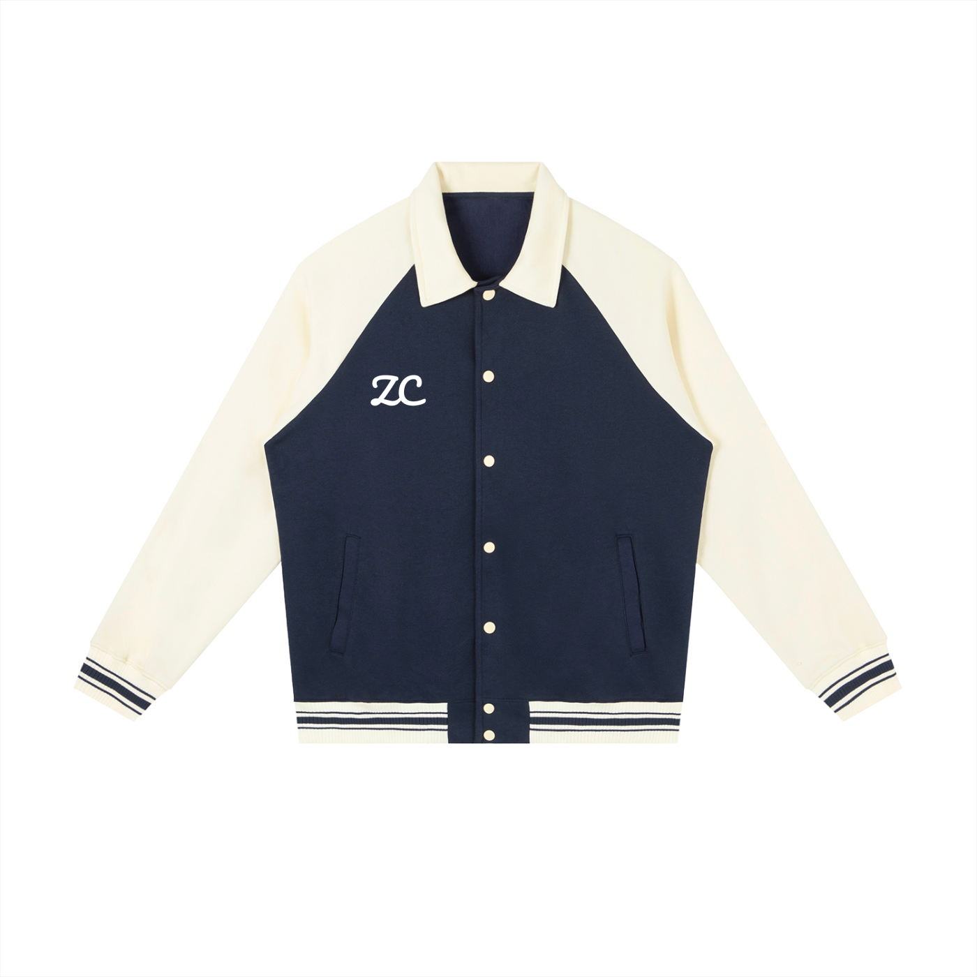 Contrast Raglan Sleeve Baseball Jacket