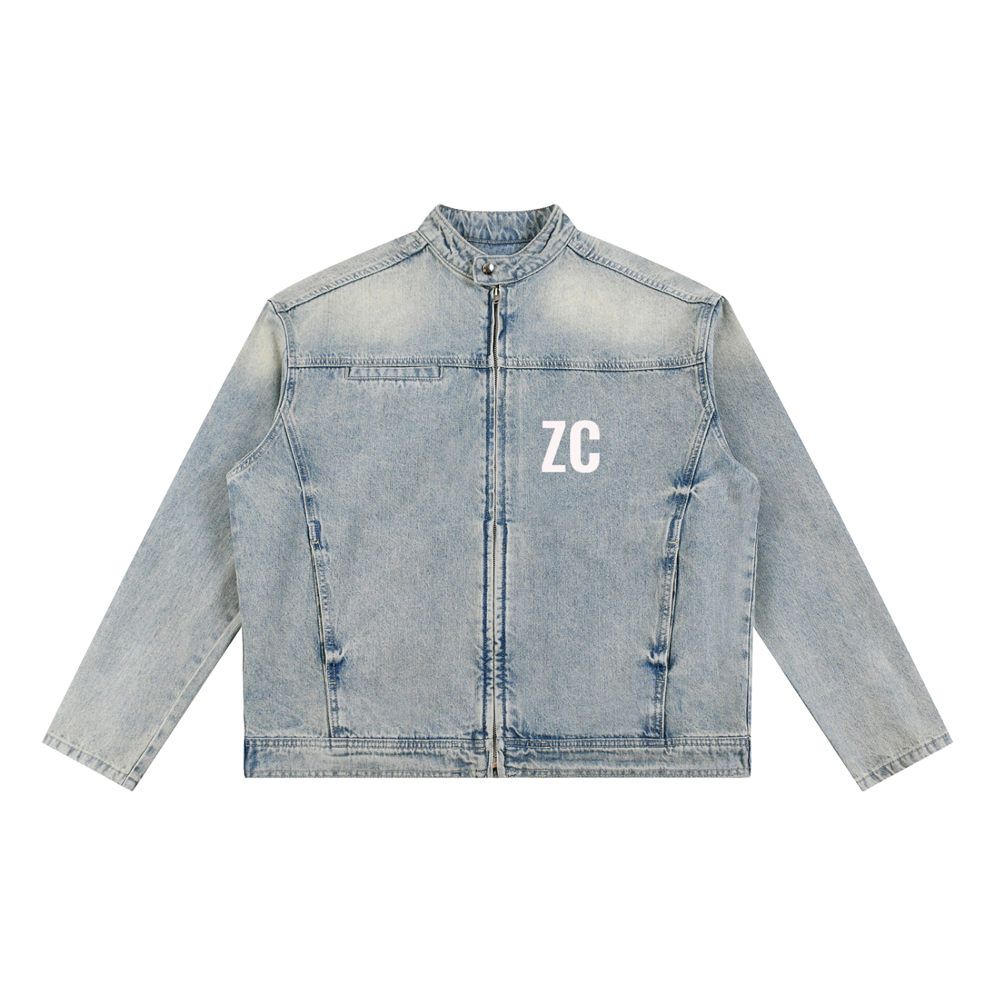 Vintage Wash Zip Denim Jacket