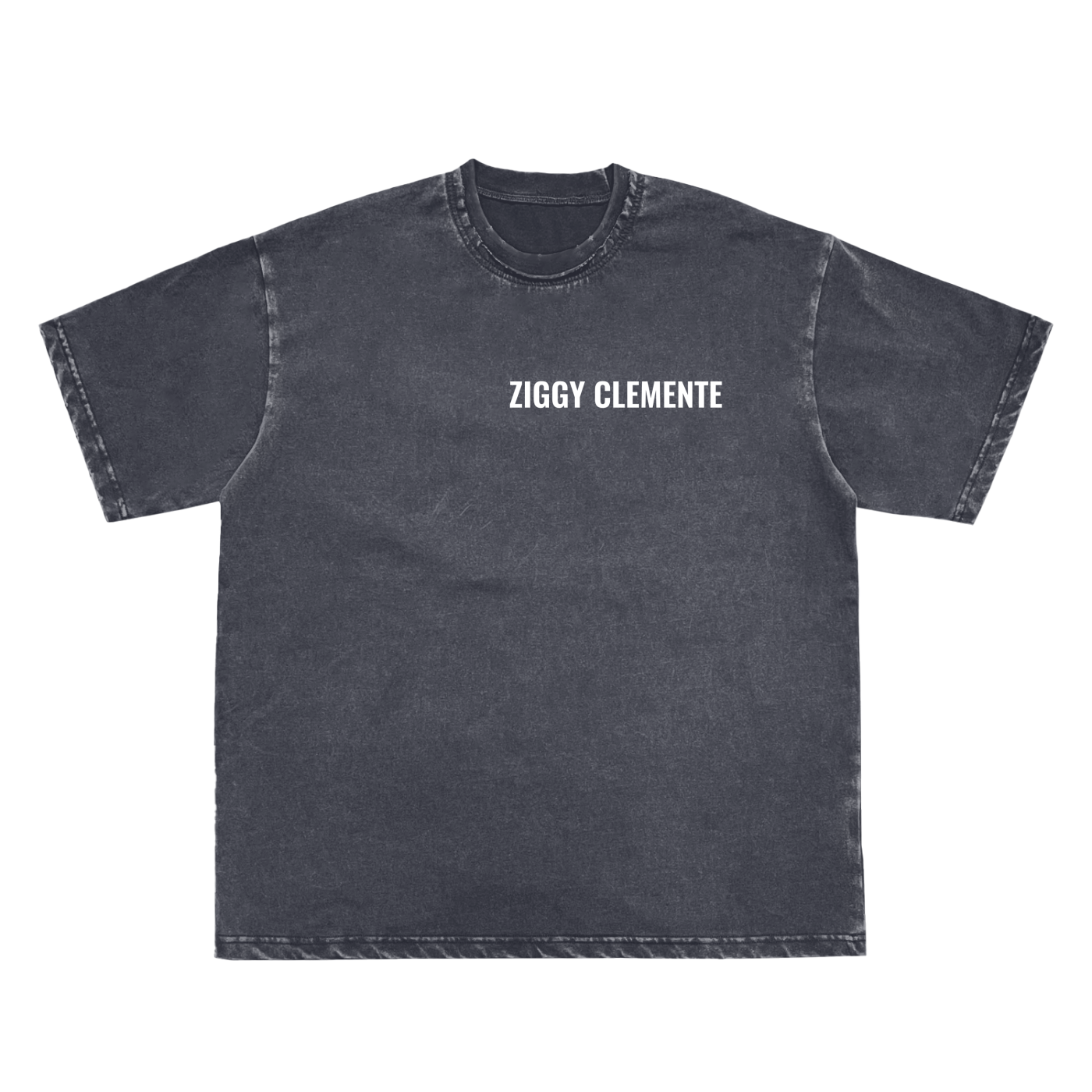 Snow Washed Raw-Edge Neckline T-Shirt